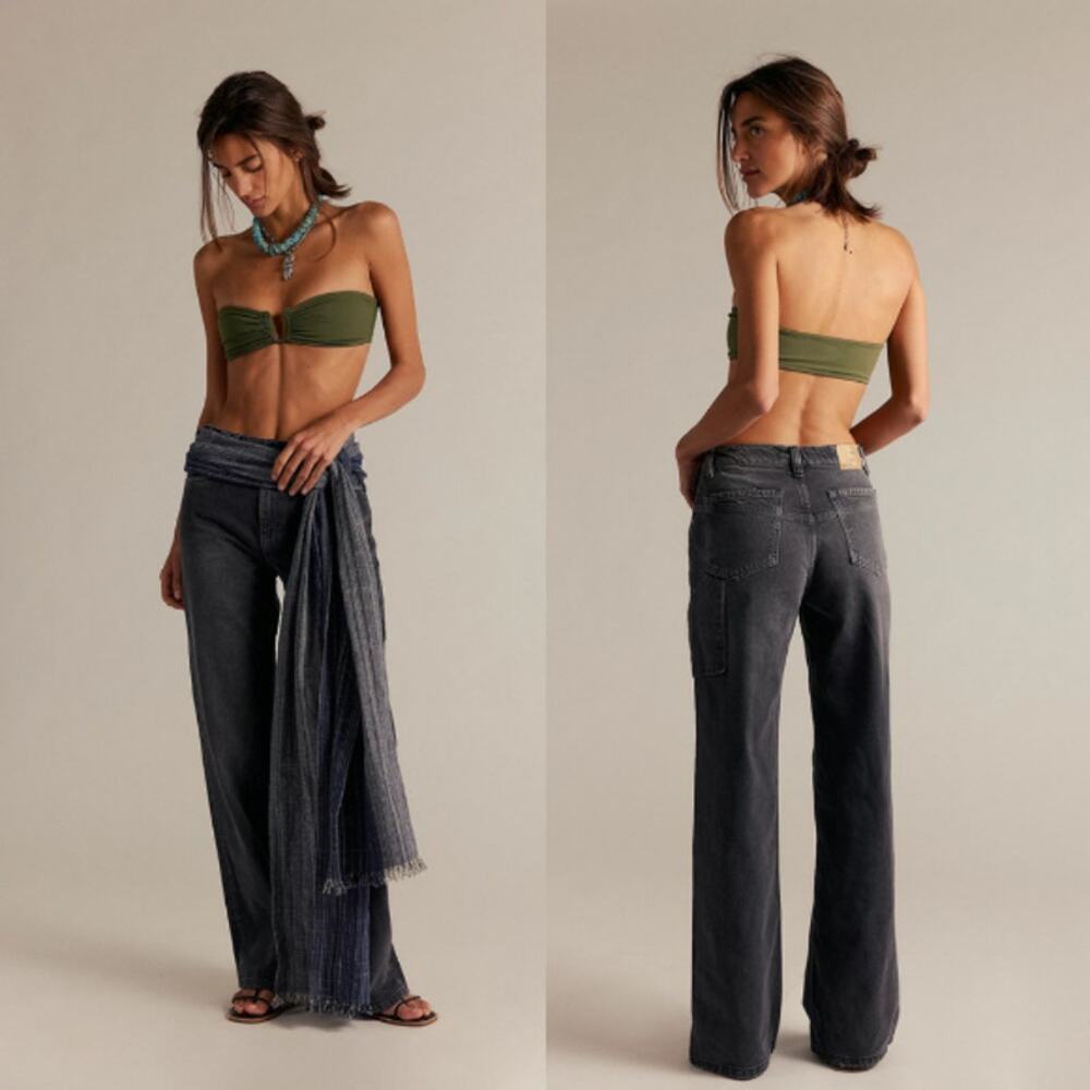 We The Free Tinsley Baggy Mid-Rise Straight Leg‎ Jeans Blow Out Black 27"